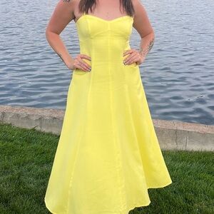 Astr Strapless Yellow Dress